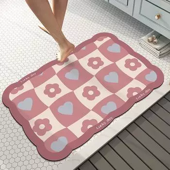 Садовый стиль ванной комнаты мягкий диатомовый грязевой абсорбирующий коврик для домашнего туалета дверь шахматная доска нескользящий коврик 40*60