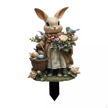 Садовый столб Bunny, наружное украшение 2D Flat, декоративный многоцелевой знак для двора