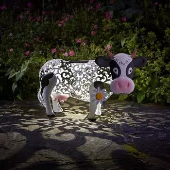 Садовый светильник Cow Solar Hollow Design IP45 Водонепроницаемый, меняющий цвет металлический декоративный светильник