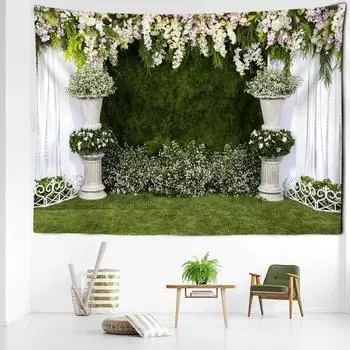 Садовый уличный пейзаж, гобелен, настенный подвесной природный художественный пейзаж, богемное украшение для комнаты 100x75cm