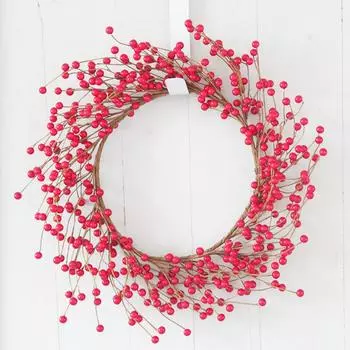 Садовый венок из сосны, подвесной светильник для двери, ресторана, гостиной, рождественской елки, подвесное украшение красный