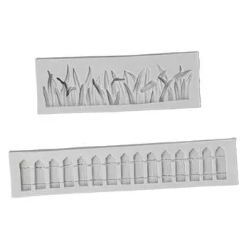 Садовый забор, 3D силиконовая форма для травы, 2 шт., силиконовая форма для пня, кекс, топпер