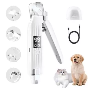Saeda Pet Nail Clipper Dog Cat Cutter Электрический триммер для ногтей Светодиодный экран со светодиодной подсветкой Кусачки для ногтей и пилочки для ногтей из нержавеющей стали