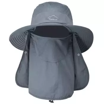 Safari Wide Brim Ultra Moisture Quick UV Sun Outdoor Sports [БЕСПЛАТНО] Шляпа, Мужская, Легкая, Впитывающая, Сушащая, Сетка, Защита, Пыльца, серый