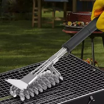 Safe Grill Brush and Scraper with Deluxe Handle Grill Cleaner Brush Stainless Steel Bristle Grill Brush Grilling Accessories