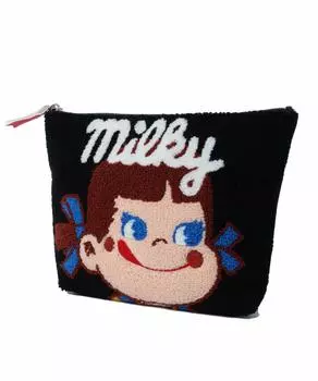 Sagara embroidery pouch black [Peko-chan] PK-PCH01 Peko-chan