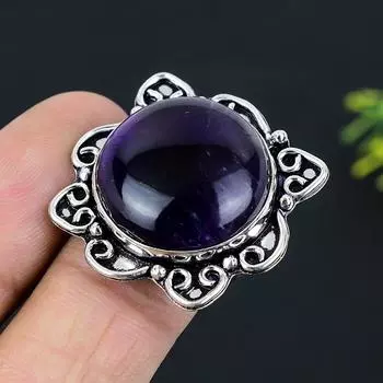 Sage Amethyst Gemstone Handmade 925 Sterling Silver Jewelry Ring Size 8 A2R39