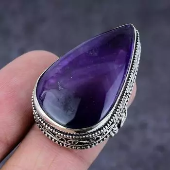 Sage Amethyst Gemstone Handmade 925 Sterling Silver Jewelry Ring Size 6.5 L5H90