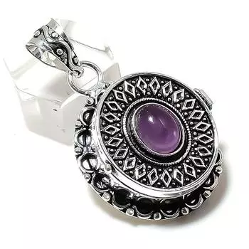 Sage Amethyst Gemstone Handmade 925 Sterling Silver Jewelry Pendant 1.77 v9F42