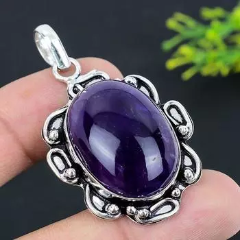 Sage Amethyst Gemstone Handmade 925 Sterling Silver Jewelry Pendant 2.17 F9G71