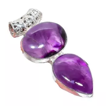 Sage Amethyst Gemstone Handmade 925 Sterling Silver Jewelry Pendant 2.17 AH-933 2.2 фиолетовый