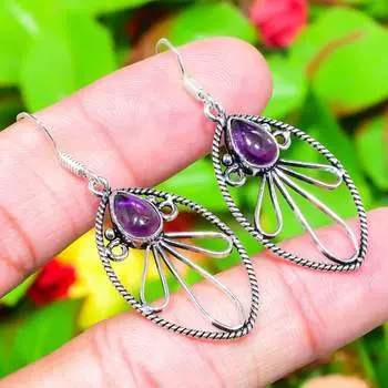 Sage Amethyst Gemstone Handmade 925 Sterling Silver Jewelry Earring 2.01 f5q48