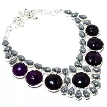 Sage Amethyst Handmade 925 Sterling Silver Gift Jewelry Necklace 18 a2P17
