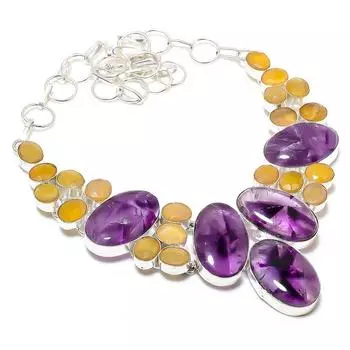 Ювелирное ожерелье из серебра 925 пробы с аметистом и сапфиром 18 дюймов b6C78 фиолетовый