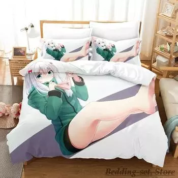 Sagiri Izumi Bedding Set Single Twin Full Queen King Size Bed Set Adult Kid Bedroom Duvetcover Sets Anime Parure de lit Bed EU Single 135x200cm