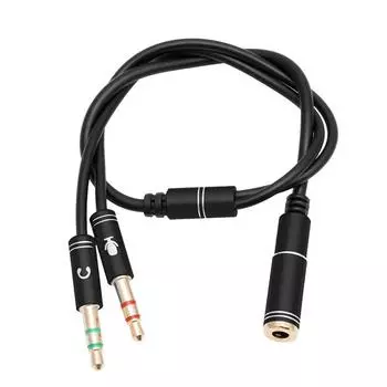 Sagit 3,5 мм стерео наушники аудио разветвитель разъем 1 гнездо на 2 штекера адаптер One Size чёрный