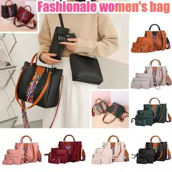 Sagit 4шт модная женская печать ретро узор ручная сумка сумка + карта посылка One Size зелёный