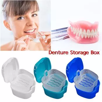 Sagit Denture Bath Box Case Коробка для хранения вставных зубов с подвесным сетчатым контейнером