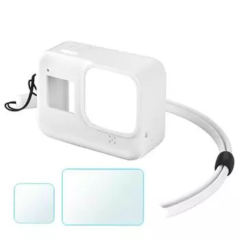 Sagit Мягкий силиконовый защитный чехол + закаленная пленка для Go-pro 8 Black One Size белый