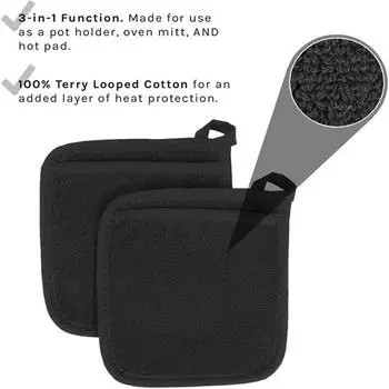 Sagit набор держателей для кастрюль из хлопчатобумажной ткани, перчатки для микроволновой печи, кухонные высокотемпературные противоожоговые толстые хлопковые перчатки (Набор из 2), 13x6 дюймов One Size армия зеленый