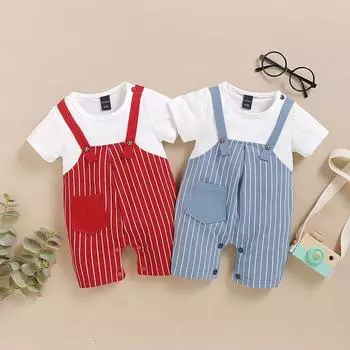 Sagit Newbron для маленьких мальчиков, комбинезон в полоску для джентльмена, летняя одежда 2 синий