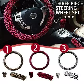 Sagit Plush леопардовый чехол на руль, трехсекционный чехол на ручку автомобиля, чехол для шестерни One Size