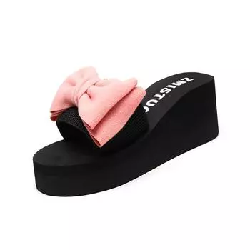 Sagit/женские толстые тапочки с бантом, летние сандалии, пляжная обувь, тапочки с цветочным узором 37 синий