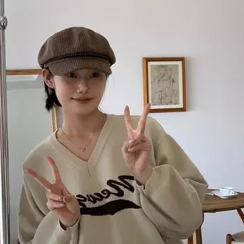 Sago sago осень ретро кофе восьмиугольная шляпа дизайн для девочек широкополая шляпа показать лицо маленькая газетчик шляпа (55-58cm) adjustable