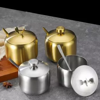 Сахарница Кофе Чай Баночка для специй Кухонные гаджеты Солонка Интегрированный дизайн Кулинарные принадлежности Приправа Кастрюля Серебряный тип 1 S