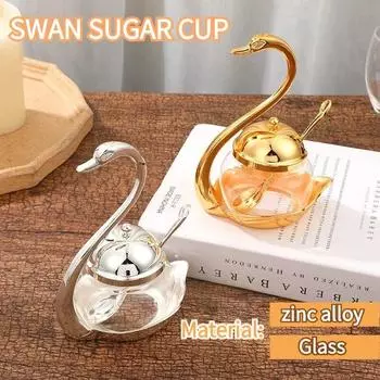 Сахарница Креативная стеклянная емкость для приправы Сахарница Модный лебедь Сахарница Современная коробка для специй Кухонная банка для приправ Кухонные гаджеты