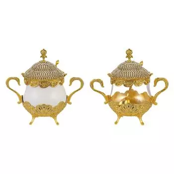 Сахарница с крышкой и ложкой-держателем для сахара для домашнего стола ресторана кухни