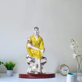 Sai Baba Decorative Showpiece Sai Baba Statue for Home Office Shiridi Baba Singhasan Idol for Car Dashboard Pooja Room & Gift Religious Figurines