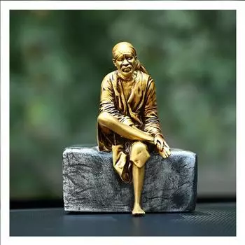 Saibaba Idol Shirdi Sai Baba Statue Sai Baba Idol Murti Religious God Idol for Car Dashboard & Home Decorative Showpiece Gift Item