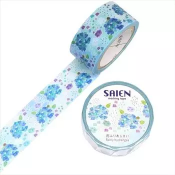 SAIEN Masking Tape Rain Hydrangea Size 20mm x 7m Colorful UR-4037