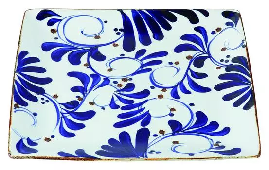 Saikai Pottery 14501 Hasami Ware Karakusa Square Plate (Large) Diameter 10.6 inches (27 cm) (Comes in a Gift Box)