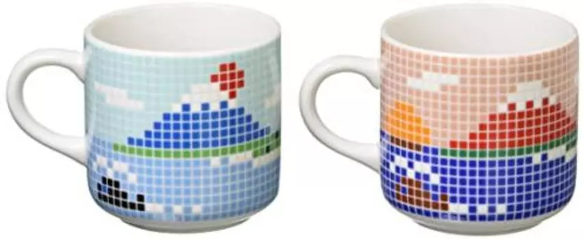 Saikai Pottery Hasami Ware 17504 Tile Mug, Small, Pair Set, Wooden Box, Aoaka