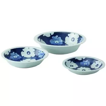 Saikai Toki Hasami Ware Вкладывающиеся Большие Средние Маленькие Тарелки Столовая посуда Боковая Фасоль Соевый соус Маленькие Микроволновая печь и Посудомоечная машина Сделано в 31102 Айка Тарелки, Тарелка, синий