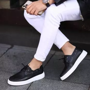 Sail Lakers - Черная кожаная мужская повседневная обувь