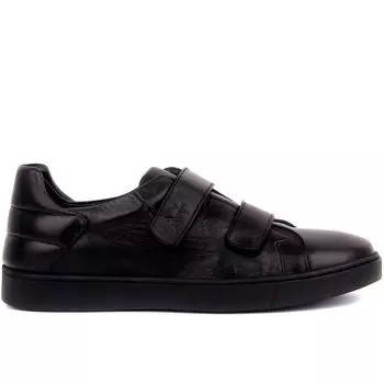 Sail Lakers - Черная кожаная мужская повседневная обувь на липучке