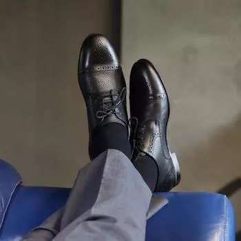 Sail Lakers — черные кожаные мужские классические туфли на шнуровке