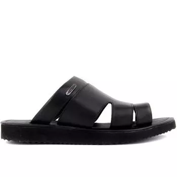 Sail Lakers - черные кожаные мужские уличные тапочки