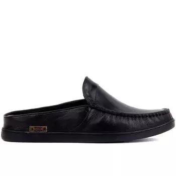 Sail Lakers - черные кожаные мужские уличные тапочки