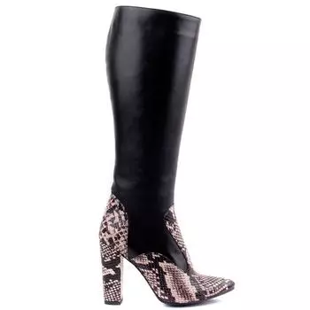 Sail Lakers - Черные кожаные женские ботинки на молнии с рисунком