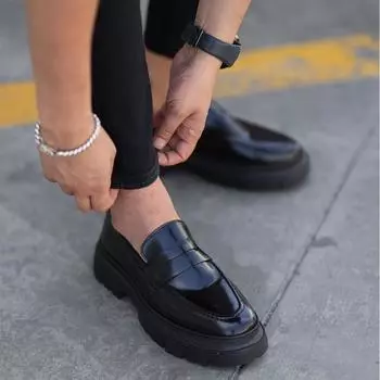 Sail Lakers - Черные легкие кожаные мужские туфли