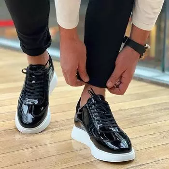 Sail Lakers - Черные мужские повседневные туфли из лакированной кожи на шнуровке