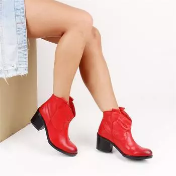 Sail Lakers - Красные кожаные женские ботинки