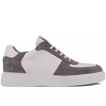 Sail Lakers - серая замша, белые кожаные мужские кроссовки