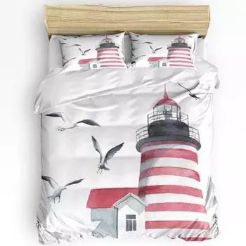 Sailing Sailboats Seagull Dolphin Sea Clouds Duvet Cover Bed Bedding Set Home Quilt Cover Pillowcases Bedding Set No Sheet EU single(135x200cm)