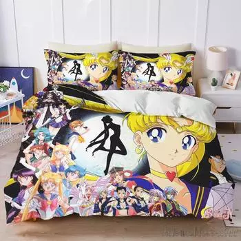 Sailor Moon Anime Home Love Child Пододеяльник Комплект HD Одеяло Постельное белье для детей Постельные комплекты Декор для спальни Baby 120x150cm