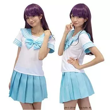 Sailor Short Mini 6 4 High School Cultural Small Large [Косплейоголик] Костюм, Косплей, Рукава, Юбка, Лента, Цвета, Размеры, Униформа, JK, Девочки, светло-синий